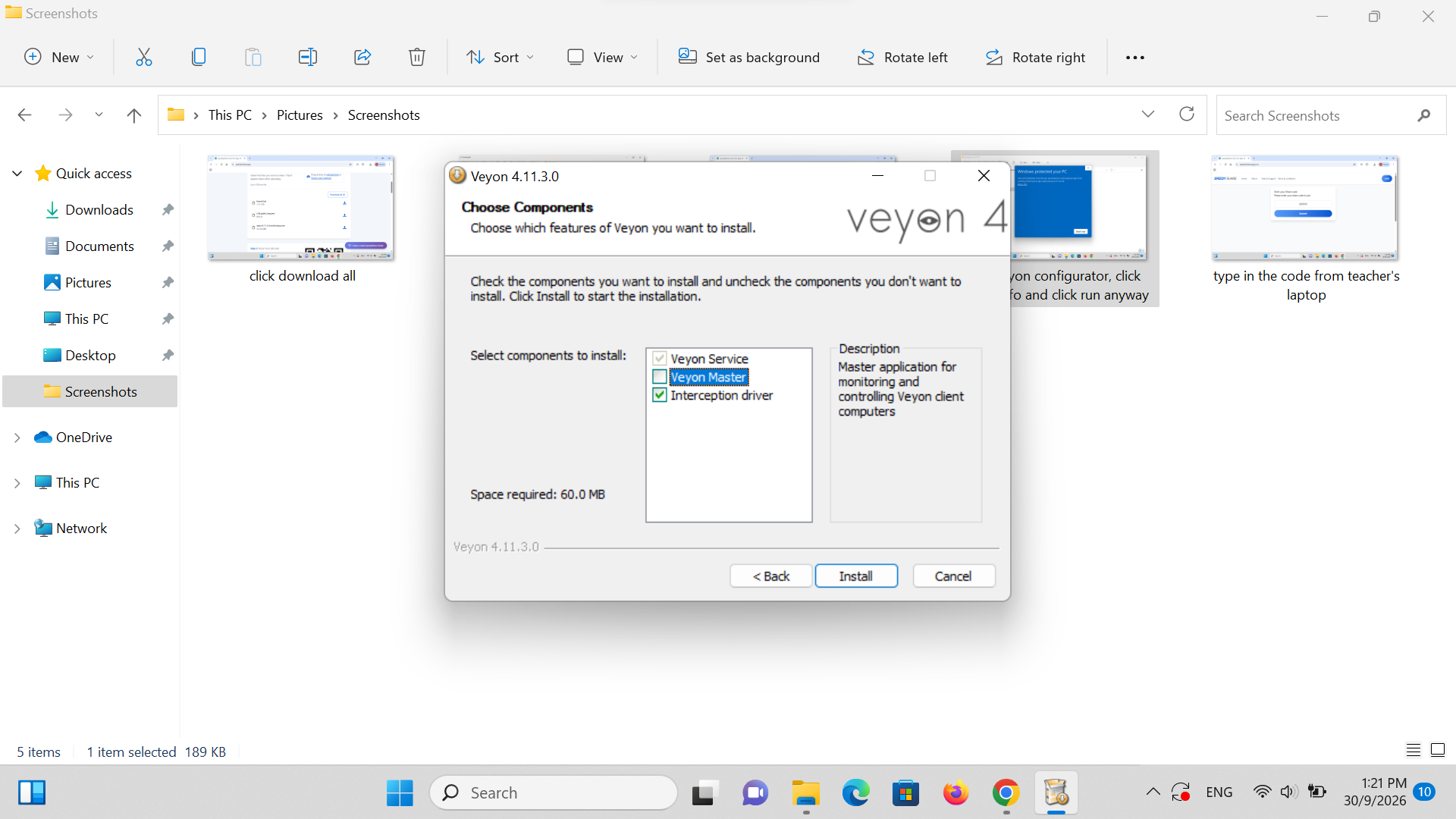 Langkah 14: CRITICAL: UNCHECK 'Veyon Master' on Student Laptop
